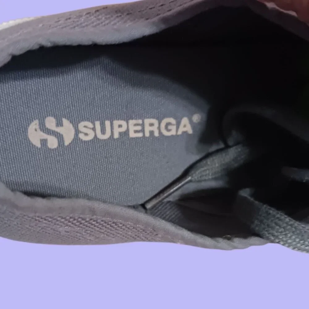 Superga 2750 Cotu Classic Grey Sage Canvas Lace-Up Sneakers Size 9.5